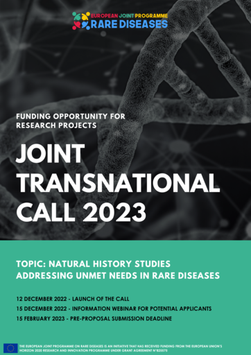 "Natural History Studies addressing unmet needs in Rare Diseases" is the new EJP RD Joint Transnational Call 2023