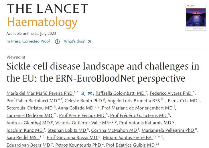 “Sickle cell disease landscape and challenges in the EU: the ERN-EuroBloodNet perspective” has been published at The Lancet Haematology!